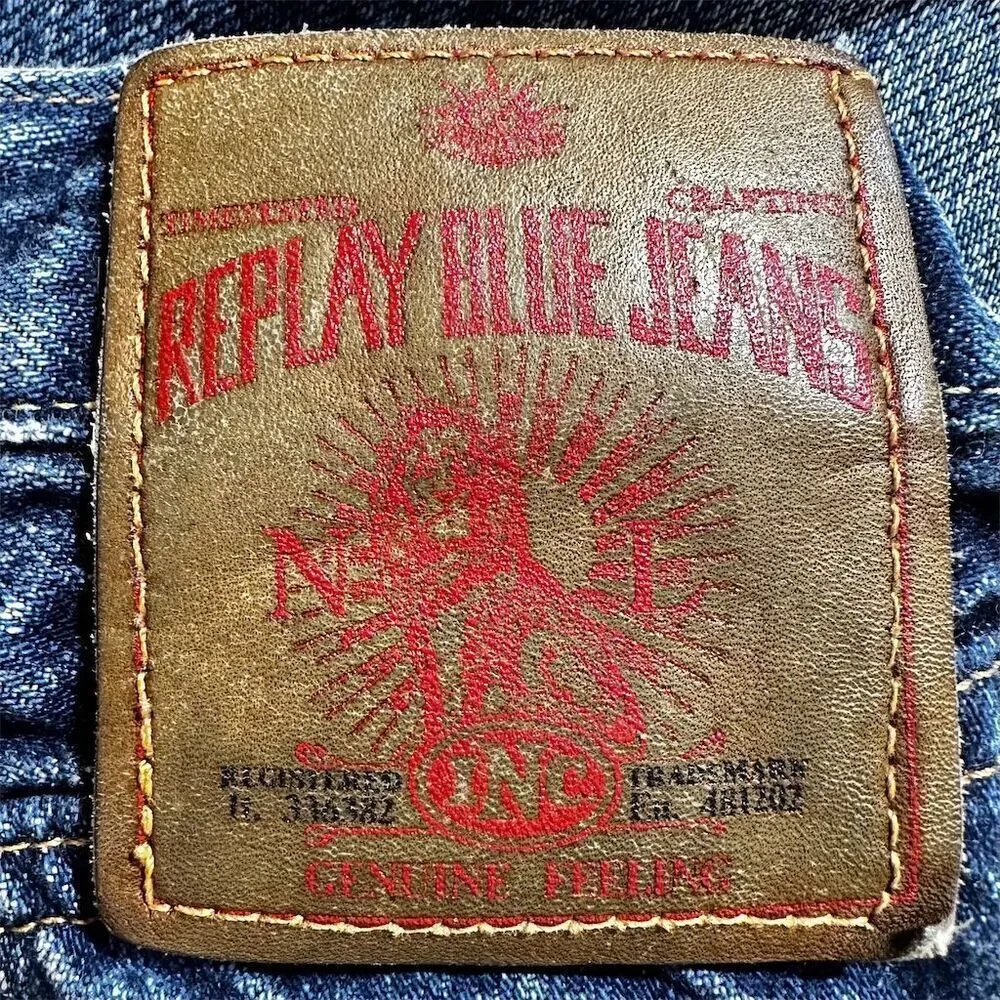 Vintage 80s Replay Blue Denim Straight Leg Button Fly 5 Pocket High Rise Jeans
